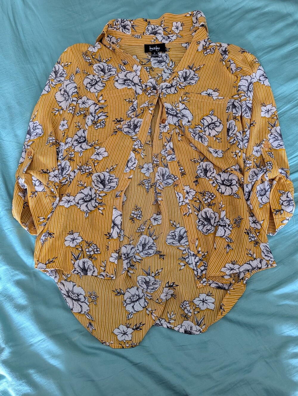 Yellow Floral Colllared Blouse -
